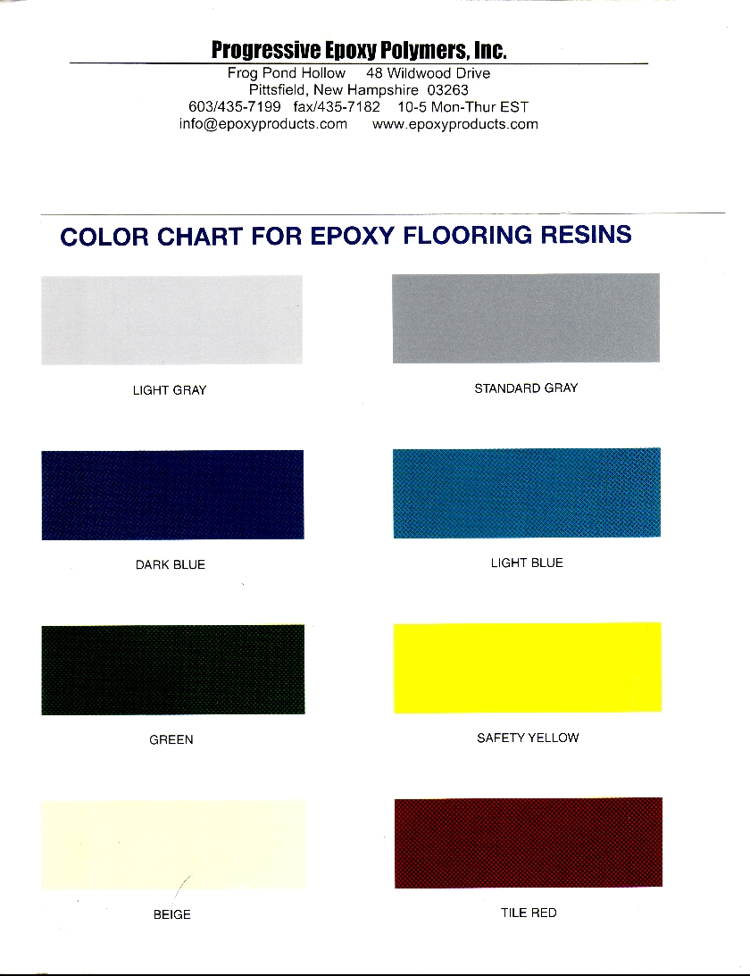 Epoxy Seal Color Chart